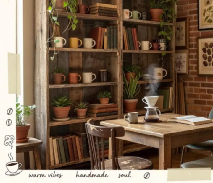 Sélection d'objets de décoration de café indépendant.